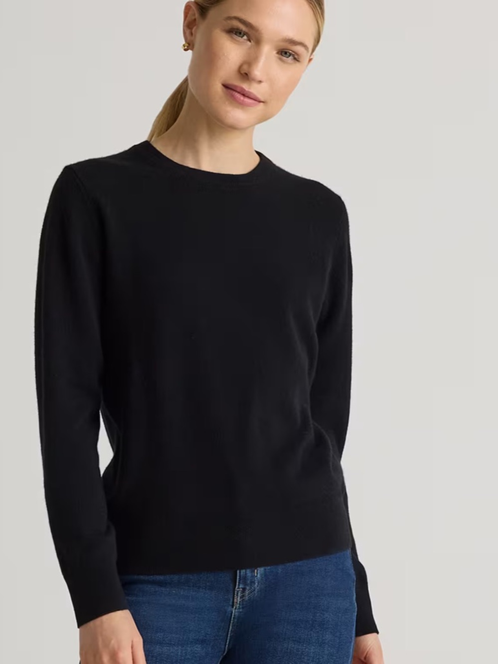 Quince Mongolian Cashmere Crewneck Sweater Women’s SZ Large in Black